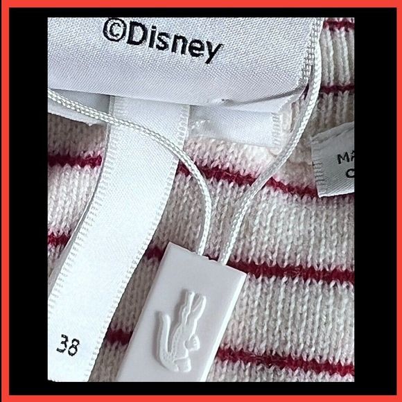 LACOSTE X DISNEY Collaboration Collector Minnie Striped Women Crewneck Sweater M - Picture 10 of 15